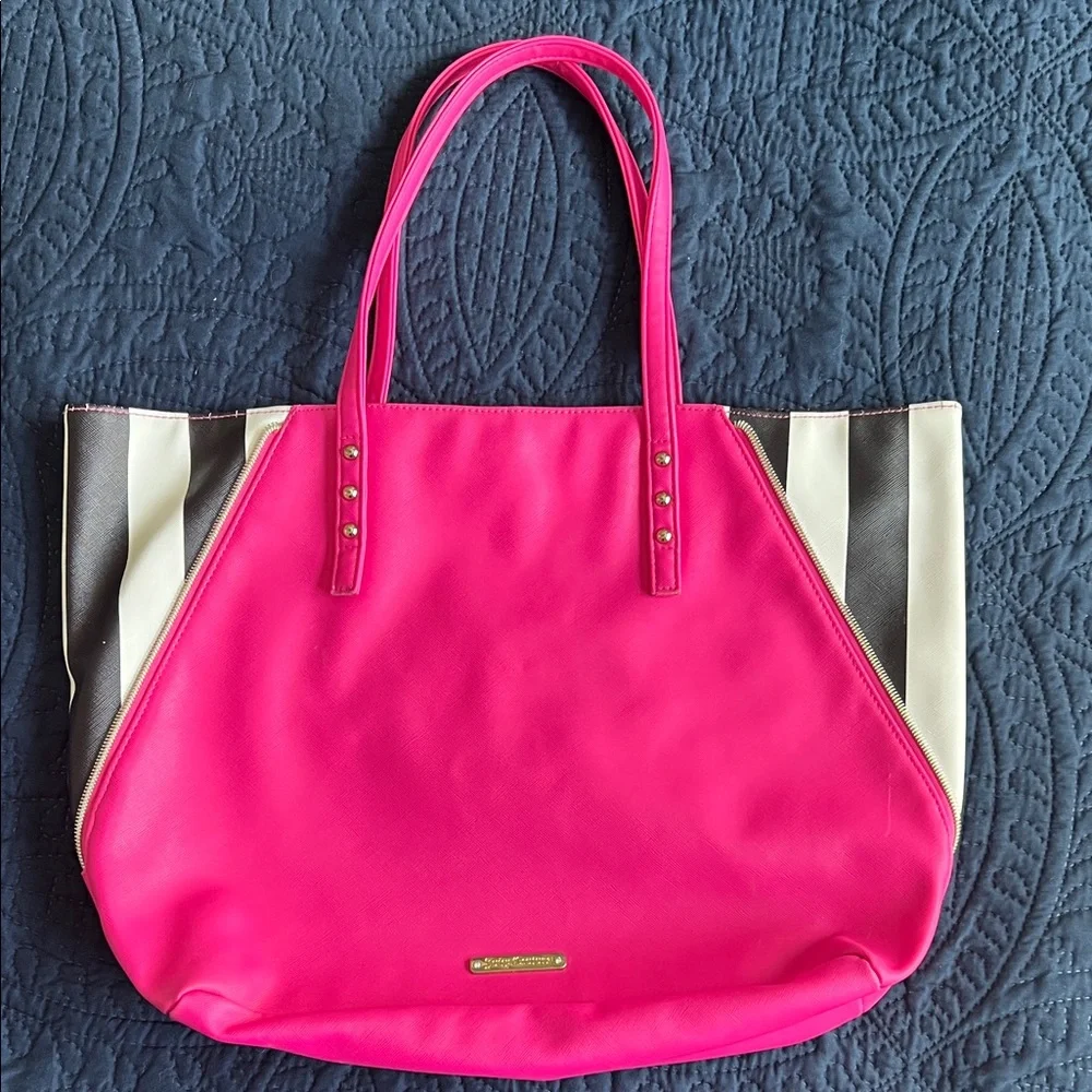 Juicy Couture Pink Tote Bag with Striped Accents